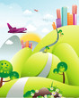 paisaje y ciudad en vector