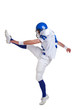 American football player kicking