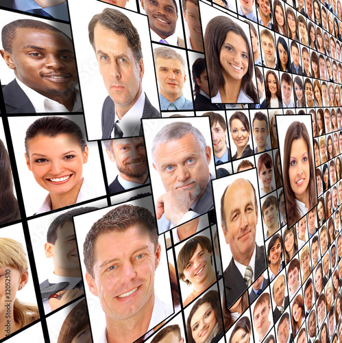 Photo: Many the isolated portraits of people Many the isolated portraits of people