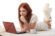 .Young woman with a laptop.