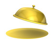 open golden tray on a white background