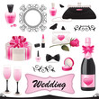 Vector illustration of a wedding icon set. Vector illustration of a wedding icon set.