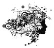 Vetor: Beautiful woman with hair made of flowers Beautiful woman with hair made of flowers
