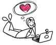 Femme cherchant l'amour sur le net