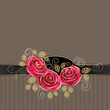 Vintage card with roses and gold decoration