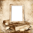 Old  photo frame on vintage background