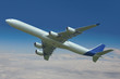Flugzeug steigt über die Wolken