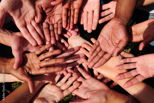Photo: group of begging hands group of begging hands