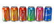 Illustration: Set of refreshing soda drinks in metal cans Set of refreshing soda drinks in metal cans