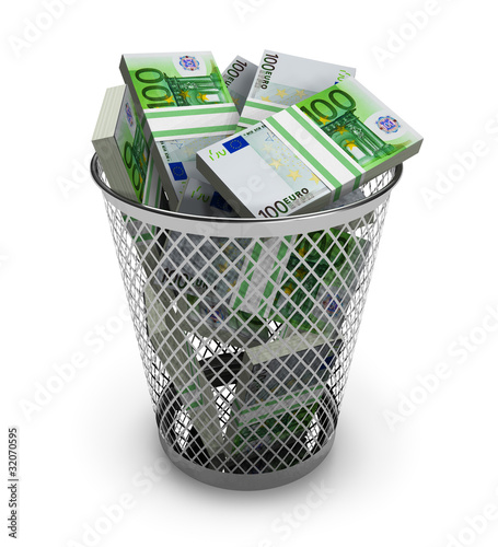 Ilustración: Euro in the trash bin Euro in the trash bin
