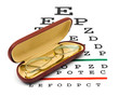 Glasses on eyesight test chart