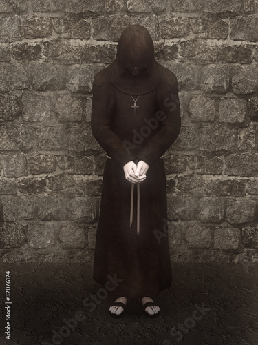 Illustration: A contemplating christian monk. A contemplating christian monk.