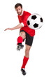 Footballer cut out on white