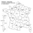Carte de France Régions (un tracé par zone) - Mayotte inclu