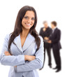 A young attractive business woman and her team A young attractive business woman and her team