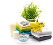 spa towels with yellow lily