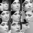 closeup brunette young lady prepared by makeup artist closeup brunette young lady prepared by makeup artist