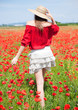 promenade dans un champs de coquelicots