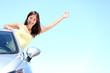 Summer vacation car woman on roadtrip Summer vacation car woman on roadtrip
