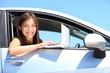 Laptop woman in car Laptop woman in car