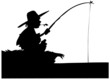 Silhouette of boy fishing