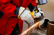 Welder works sparkle