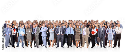 Photo: big group of business people. Isolated over white big group of business people. Isolated over white