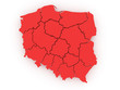 Three-dimensional map of Poland. 3d