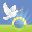 dove of peace near globe