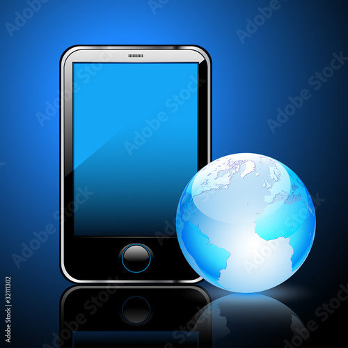 Vector: smart phone and globe smart phone and globe