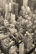 New York City Manhattan skyline aerial view black and white