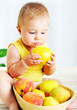 Little baby eating apple Little baby eating apple