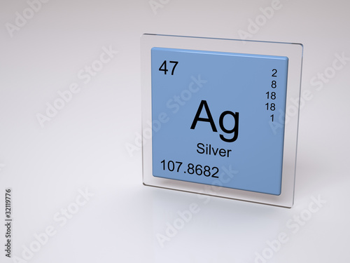 Illustration: Silver - symbol Ag - chemical element of the periodic table Silver - symbol Ag - chemical element of the periodic table