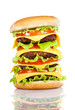 Tasty and appetizing hamburger on a white Tasty and appetizing hamburger on a white