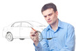 Men drawing a car Men drawing a car