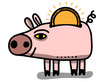 moneybox pig with a  gold coin in the groove