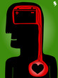 Vector: man with battery connected to hearth man with battery connected to hearth