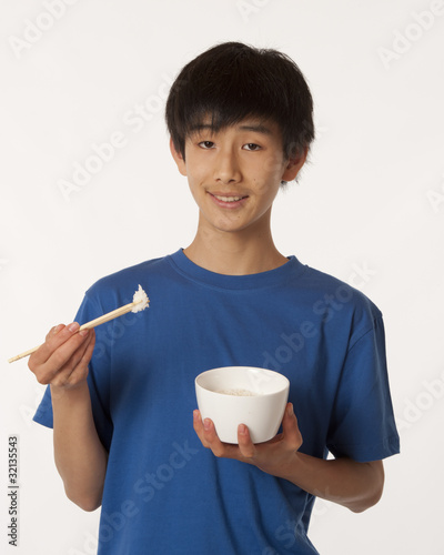 Chinese Eating Rice