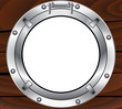 vector metal porthole and wooden wall vector metal porthole and wooden wall