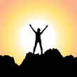vector silhouette of a girl with raised hands