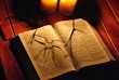 Foto: Student studying Holy Bible by Candlelight Student studying Holy Bible by Candlelight