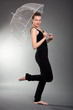beautiful woman with a transparent umbrella