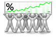 Team di omini che reggono grafico in salita