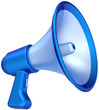 Megaphone announcement news message colored blue loudspeaker