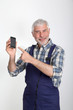 Portrait of artisan with mobile phone