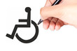 Hand drawing a handicap sign