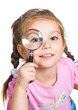 little girl looking through a magnifier little girl looking through a magnifier