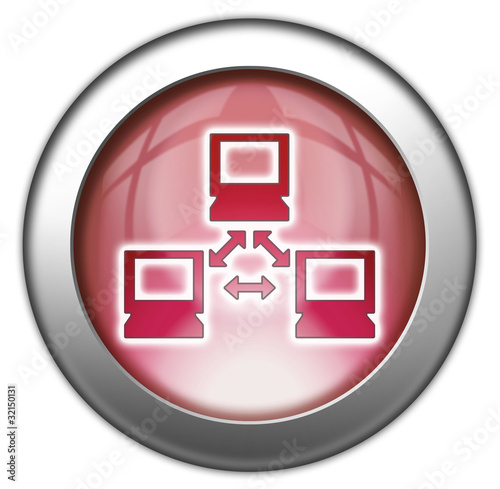 Illustration: Red glossy 3D effect button "Network" Red glossy 3D effect button "Network"