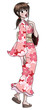 Japanese Cute Anime Style Lady in Kimono Japanese Cute Anime Style Lady in Kimono