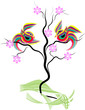 Vektor: Abstract striped birds Abstract striped birds